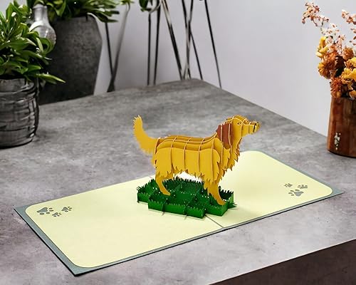 Miniatura 5 de Rykamia Golden Retriever - Tarjeta emergente tarjeta en blanco con sobre tarjeta de cumpleaños de perro tarjeta de cumpleaños Golden Retriever