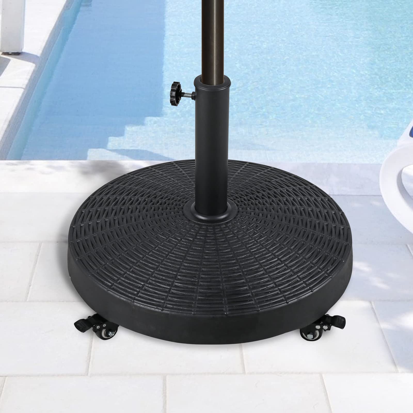 Verano Garden Patio Umbrella Base 52lbs, Heavy Duty Umbrella Stand with Wheels for Outdoor 1.5''~1.89'' Market Umbrella, Weighted Base for Patio Deck Porch Poolside, Black