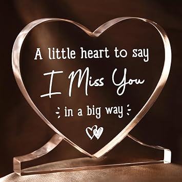 Birthday Gifts for Girlfriend, Boyfriend, Him, Her, Long Distance Relationship Gifts for Best Friend, I Miss You, Acrylic Desk Decor, Romantic Valentines Day I Love You Gift, Heart Plaque