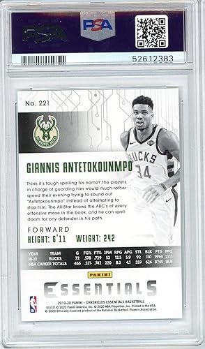 Miniatura 2 de Graded 2019 Panini Chronicles Giannis Antetokounmpo #221 Basketball Card PSA 10 Gem Mint