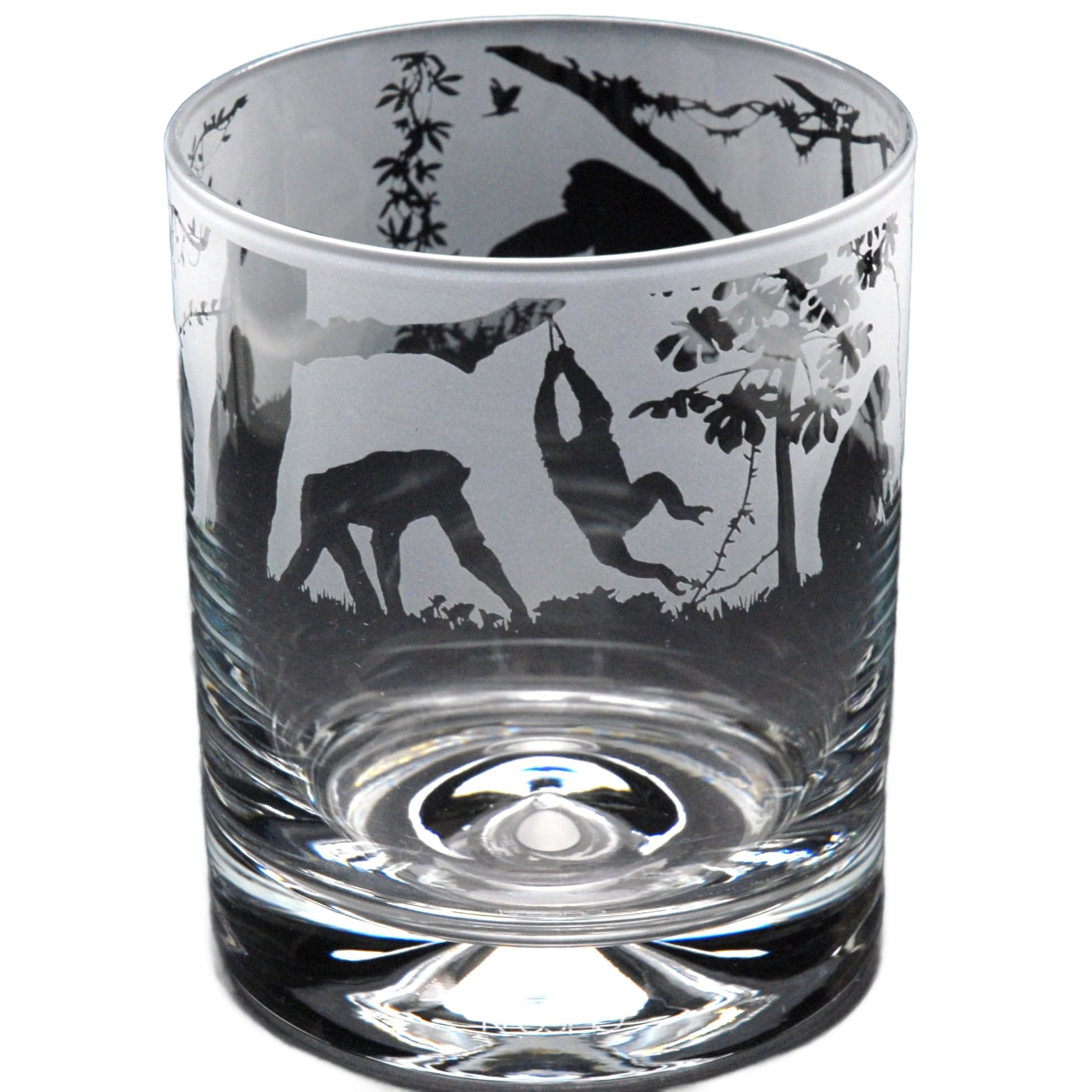 GLYPTIC Glass Art Monkey Hand Etched/Engraved Whiskey Tumbler Glass — image 1