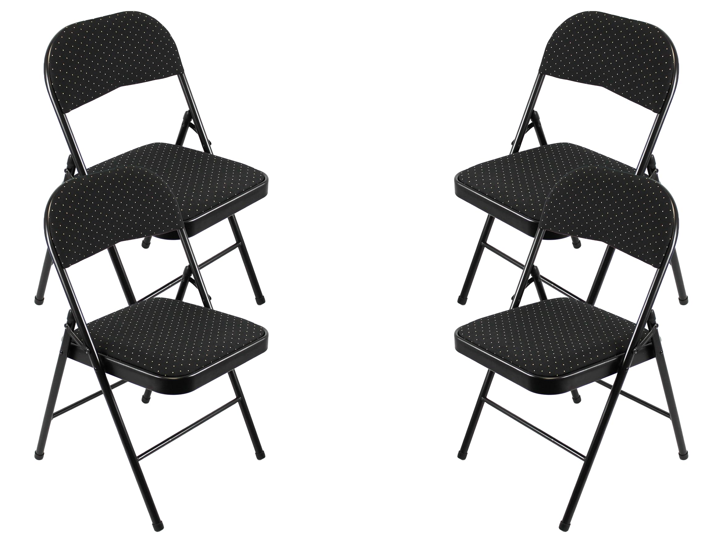 Meta Steel Frame with Fabric Seat Padded Office Work Study Party Dining Folding Chair (4, Black)