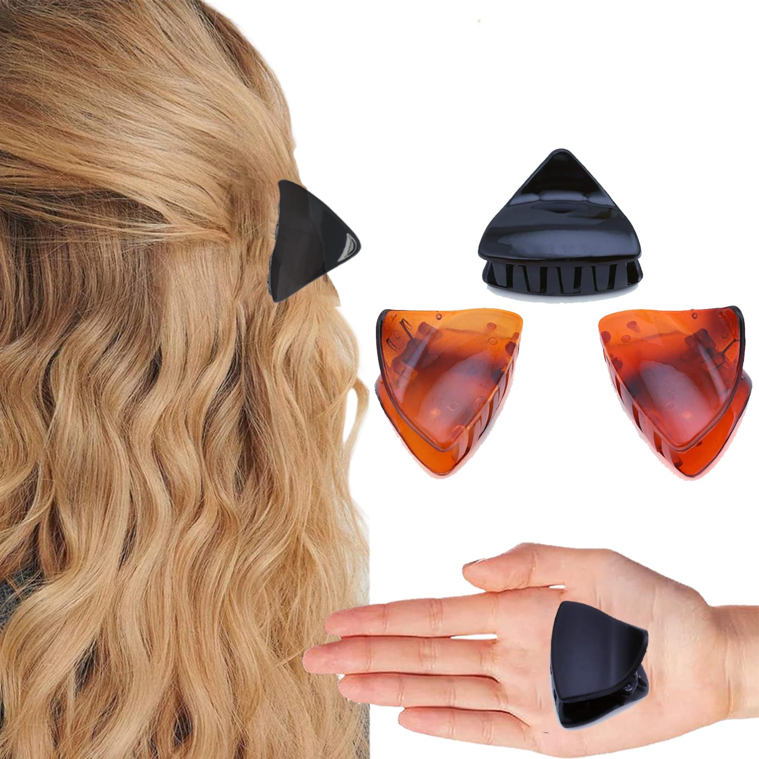 BIRDWARE Medium-Size hair clips clutches for women, girl Multi Color Acrylic Material Stone Butterfly Clip for Women (Pack of 3(Tri)-B+2S)