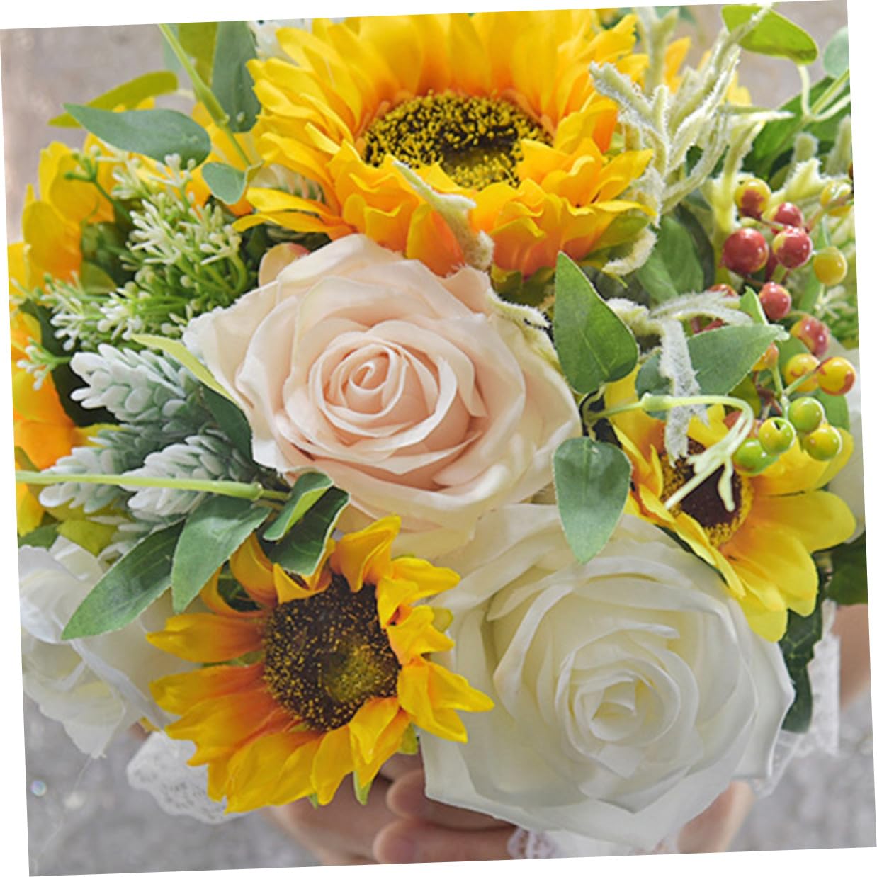 Künstlicher Sonnenblumen Brautstrauß aus Seide Langlebige Hochzeitsdekoration mit Zartem Design für Partys und Tanzveranstaltungen