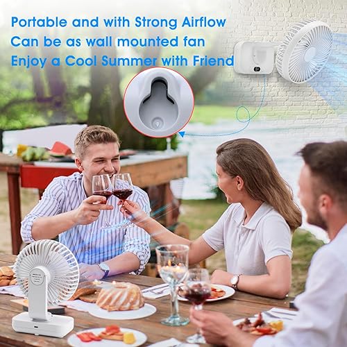 Miniatura 6 de Oscillating Table Fan Small Oscillating Fan for Bedroom/Indoor/Outdoor Ultra Quiet Mini Desk Fan Auto 90° Rotated 4 Speeds 5in Wall Mounted Cordless