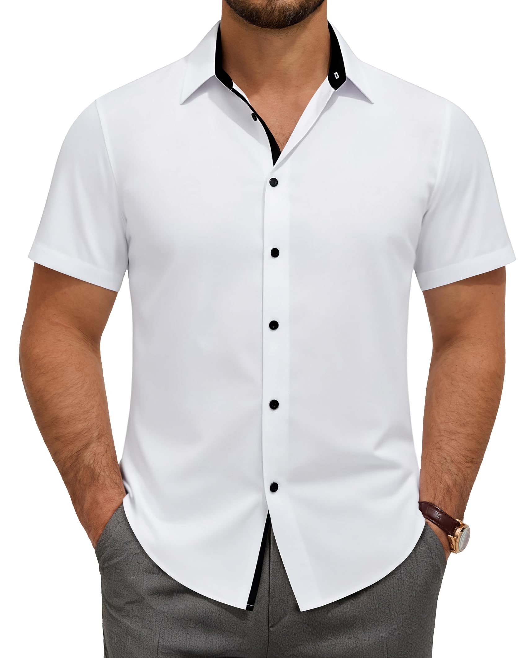 siliteelon Hemd Herren Kurzarm Regular Fit Businesshemden für Herren Bügelfreie Sommerhemd Arbeit Hochzeit Festlich Freizeithemden