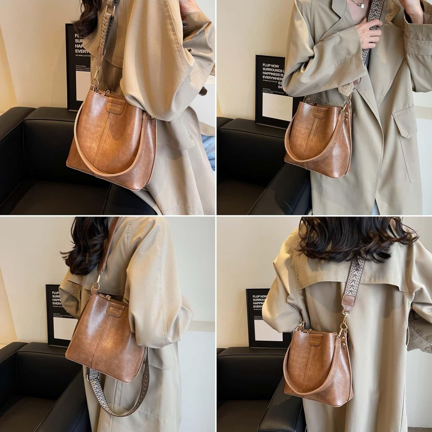 Crossbody Bags Purse for Women Trendy Vintage Travel Shoulder Bucket Bag Handbag Large Capacity Fashion Casual Outdoor