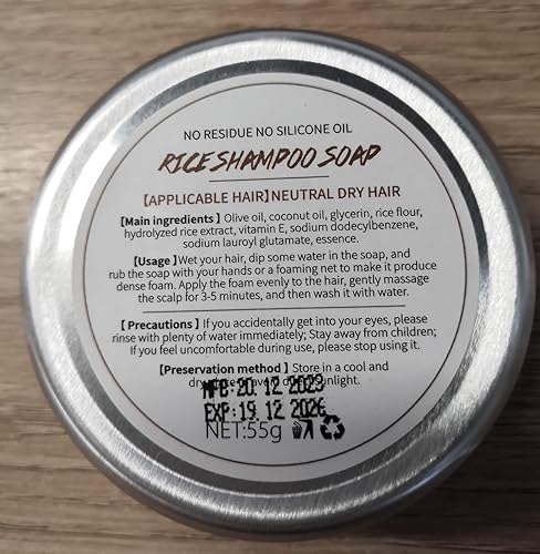 Miniatura 8 de Barra de champú para oscurecer y acondicionador de agua de arroz, barra de jabón para el crecimiento del cabello con agua de arroz para adelgazar el