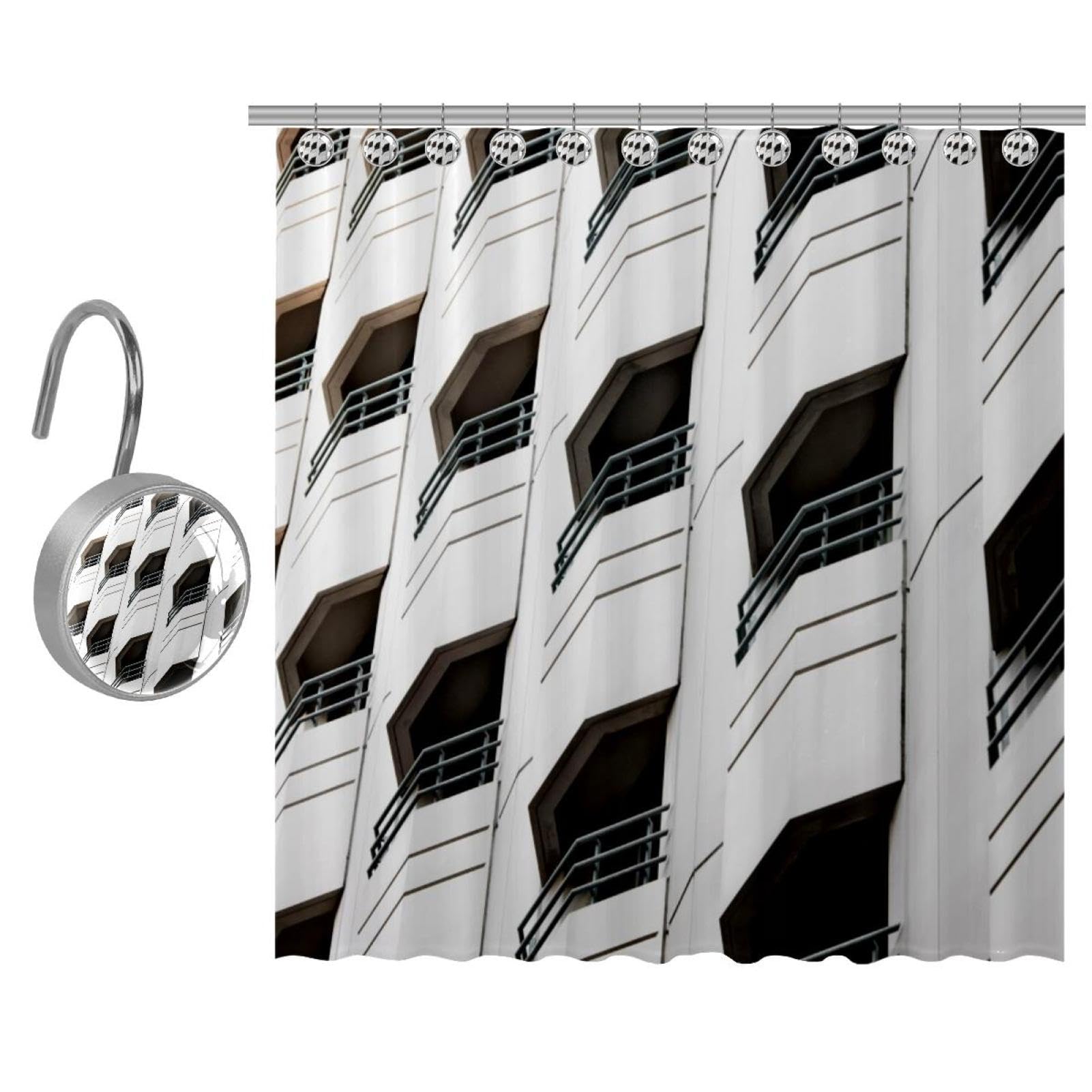 Rideau de douche anti rouille en acier inoxydable style rustique 91x182