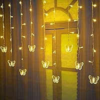 Vista 26 de Butterfly Curtain Lights 13ft 96 LED Twinkle Fairy Lights 8 Modes String Lights with Remote, Butterfly Hanging Decoration for Bedroom Dorm Wall