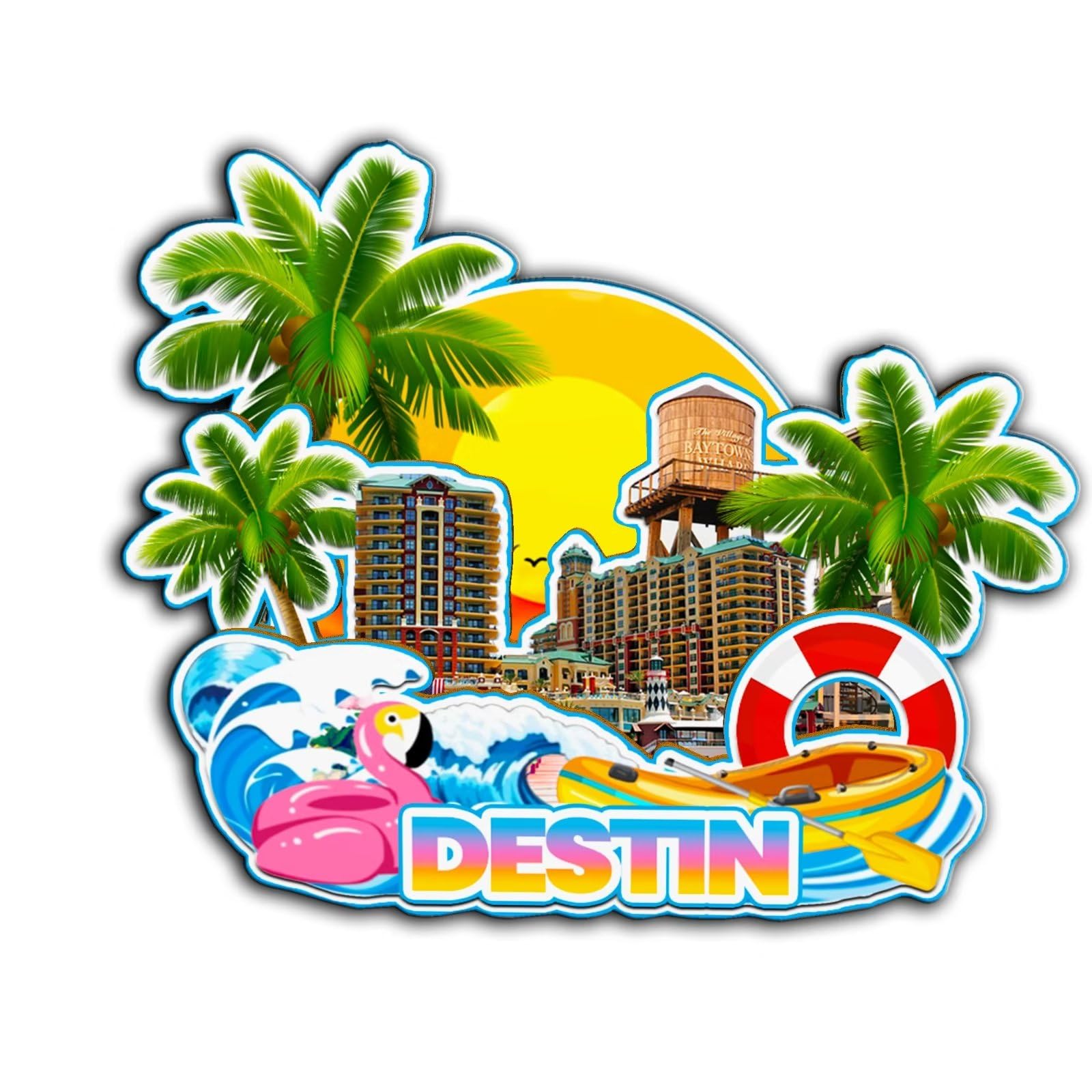 Magnete Frigorifero Destin Florida USA In Legno 3D – Souvenir Artigianale Da Viaggio, Regalo Creativo