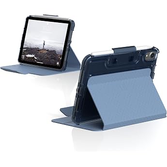 U by UAG iPad mini A17 Pro 7th Generation 6th Generation, 2021 Case 8.3" Lucent Lightweight Ultra Thin Shockproof Smart Phone Folio Protective Cover with Auto / Wake & Pencil Holder - Cerulean