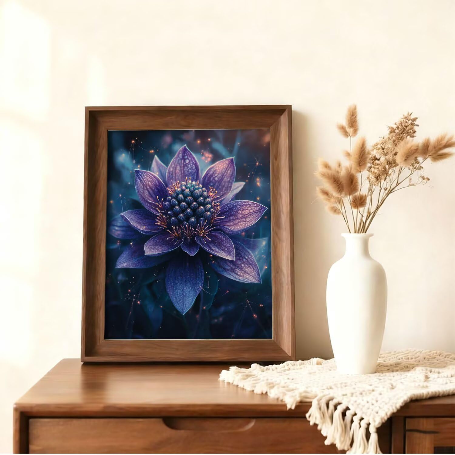 Diamond Painting Usine Lotus Mosaique Loisir Creatif Kit, Diy Diamond Point de Croix Broderie, Cristal Art Kit Peinture Diamant, Automne Halloween Decoration Murale, Cadeau de Noel 90x120cm W-l-704