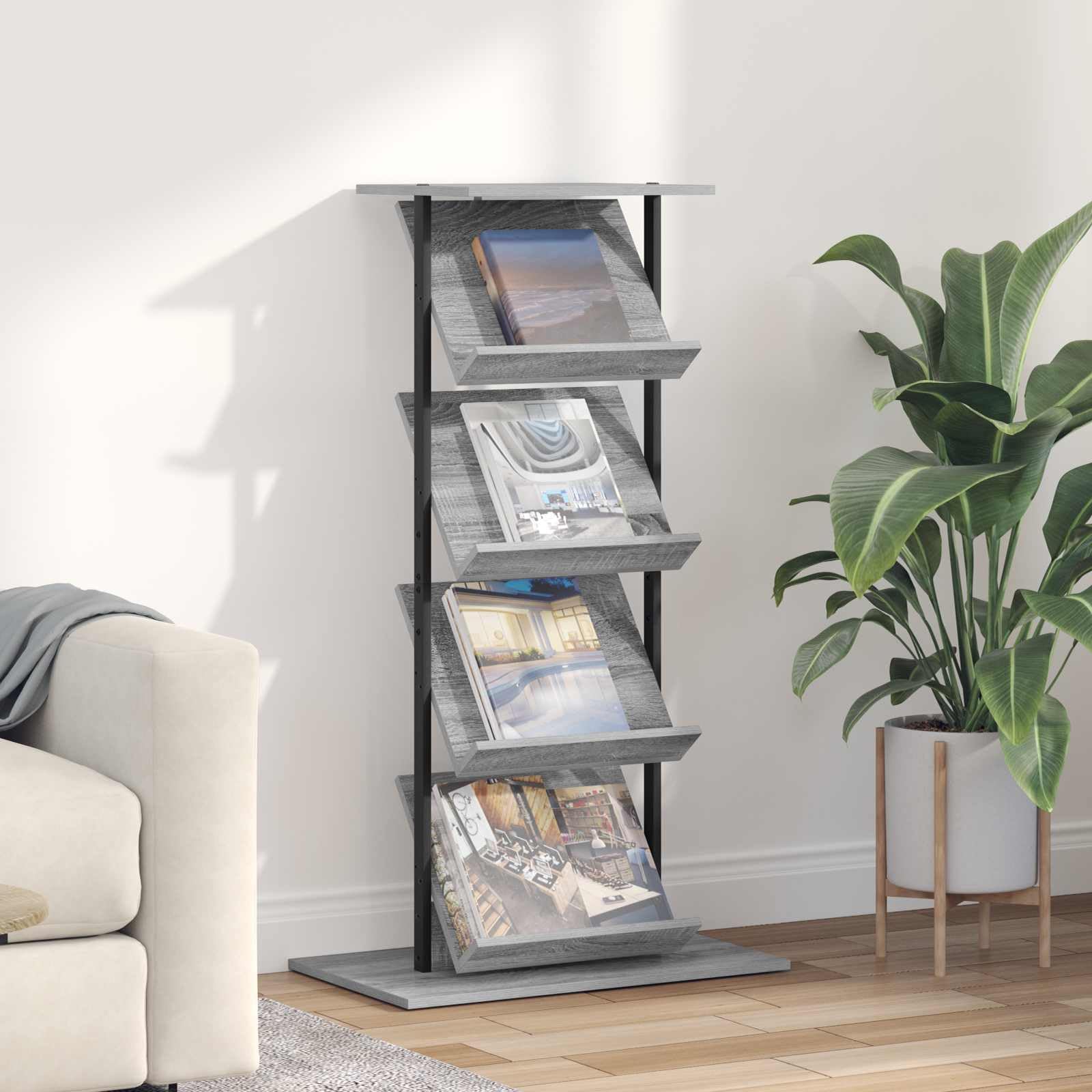 Regał na magazynek Sonoma szary 68 x 40 x 123,5 cm materiał