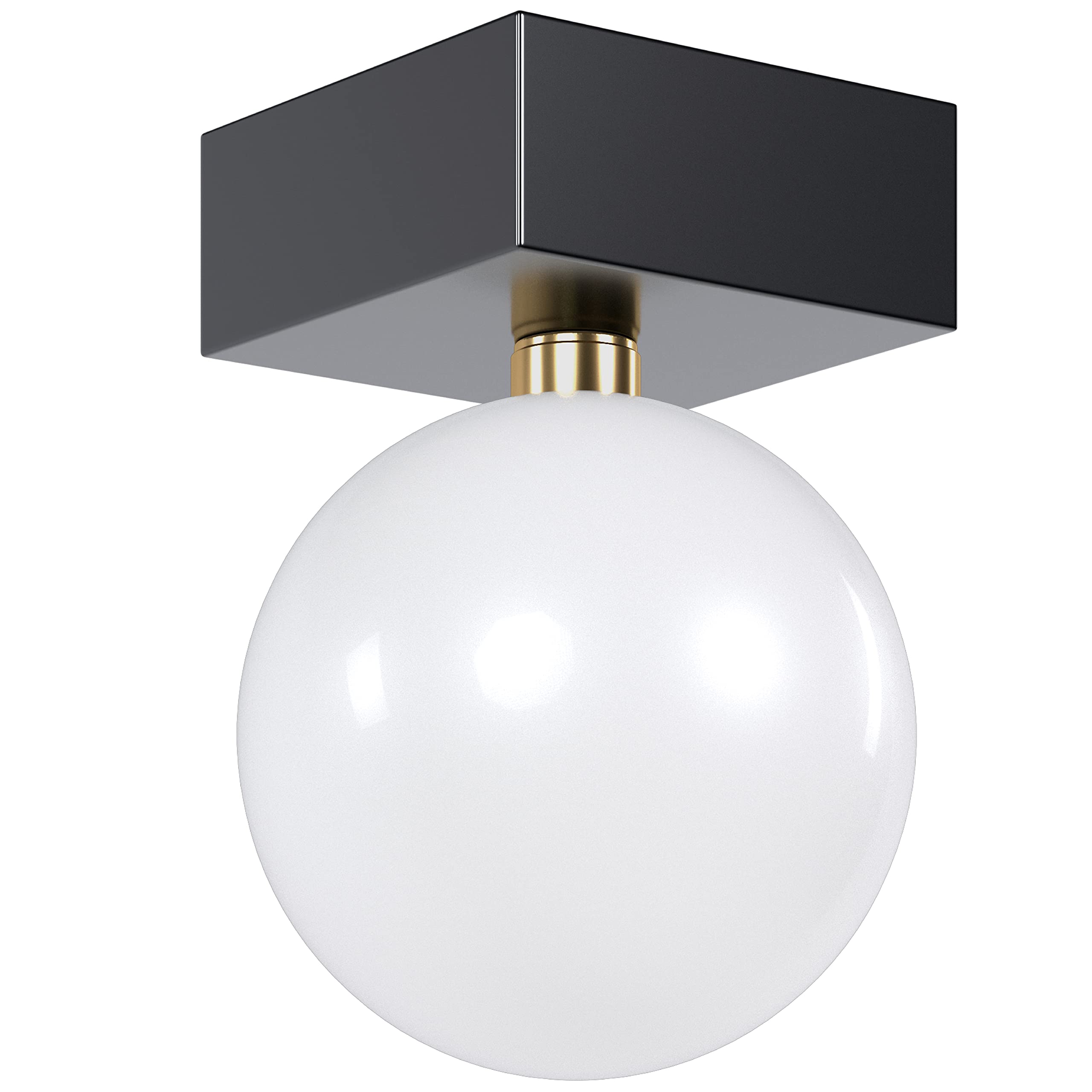 Globe Semi Flush Mount Ceiling Light, 1 Light Mid Century Light Fixture Matte Black Finish, Frosted White Glass Shade for Hallway, Kitchen, Bathroom, UL Listed