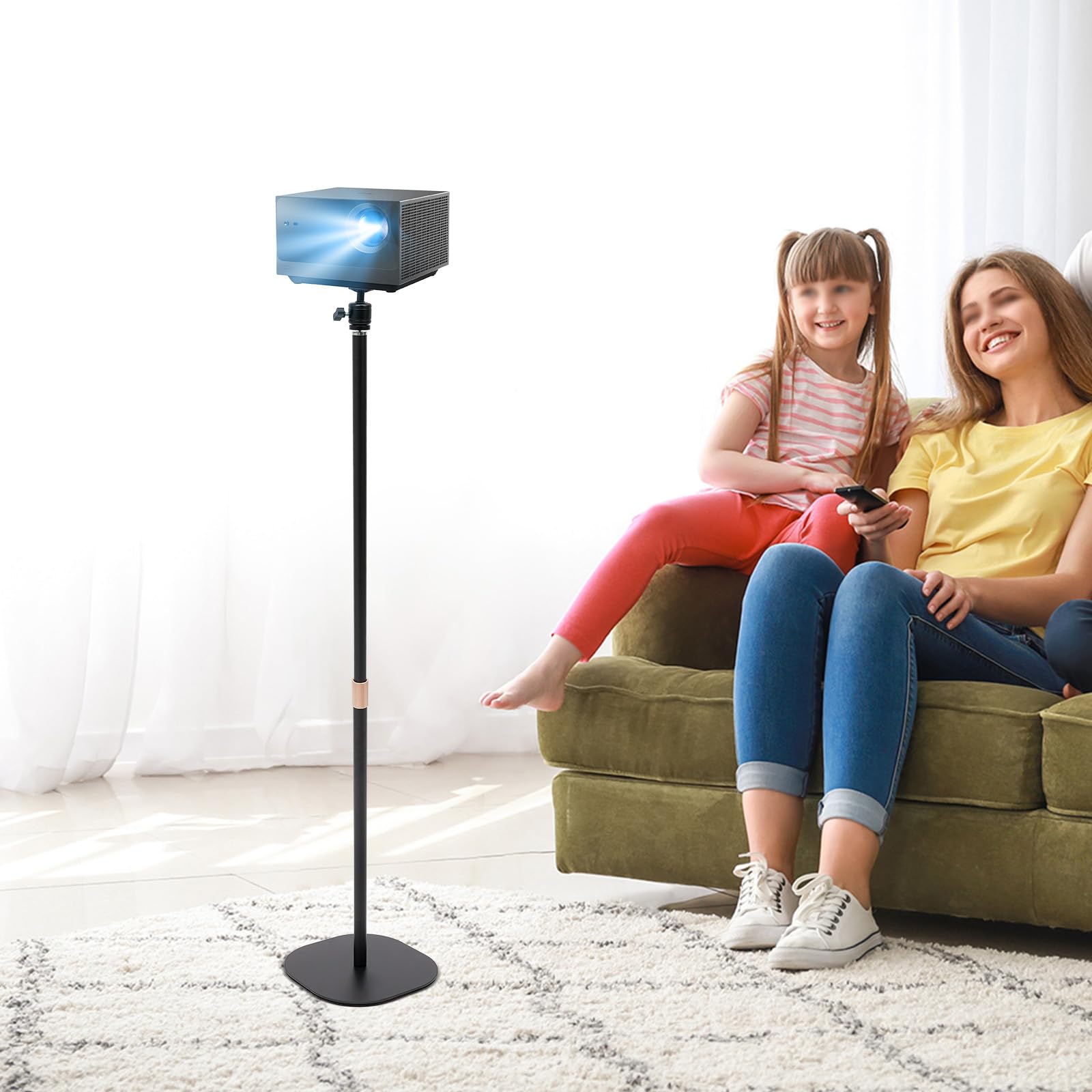 Soporte para proyector regulable en altura 65-120 cm, giratorio 360 grados, trípode de suelo para proyector para cine en casa, oficina, salón, presentaciones