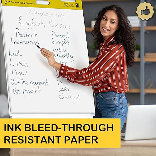 Miniatura 3 de Almohadilla de caballete adhesivo, 25 x 30 pulgadas, notas adhesivas grandes para pared, papel de caballete súper adhesivo, papel autoadhesivo para