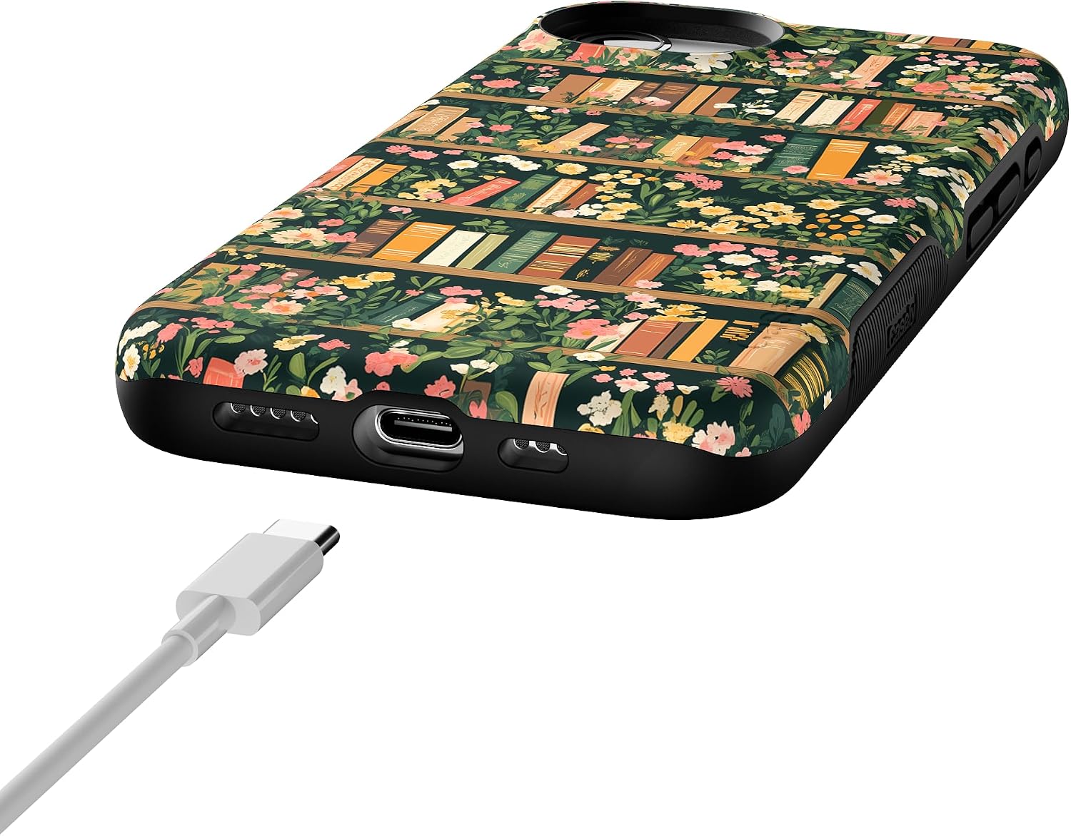 Casely iPhone 16e Case | Book Nook | Floral Library | Bold Protective Design | Compatible with MagSafe