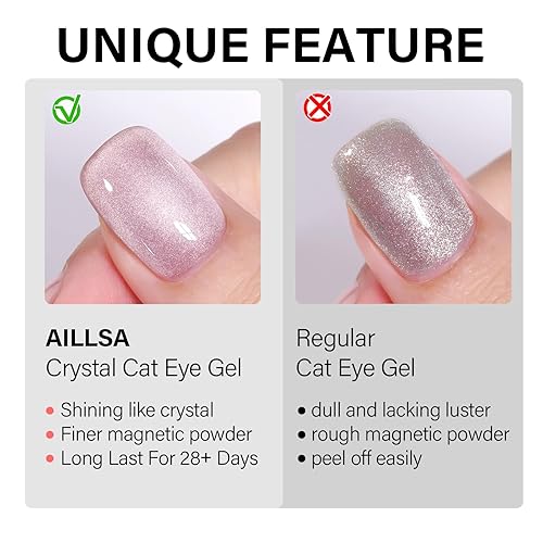 Miniatura 6 de AILLSA Esmalte de uñas de gel de ojo de gato, esmalte de gel dorado con purpurina marrón con imán, esmalte de gel ámbar nude brillante, cristal