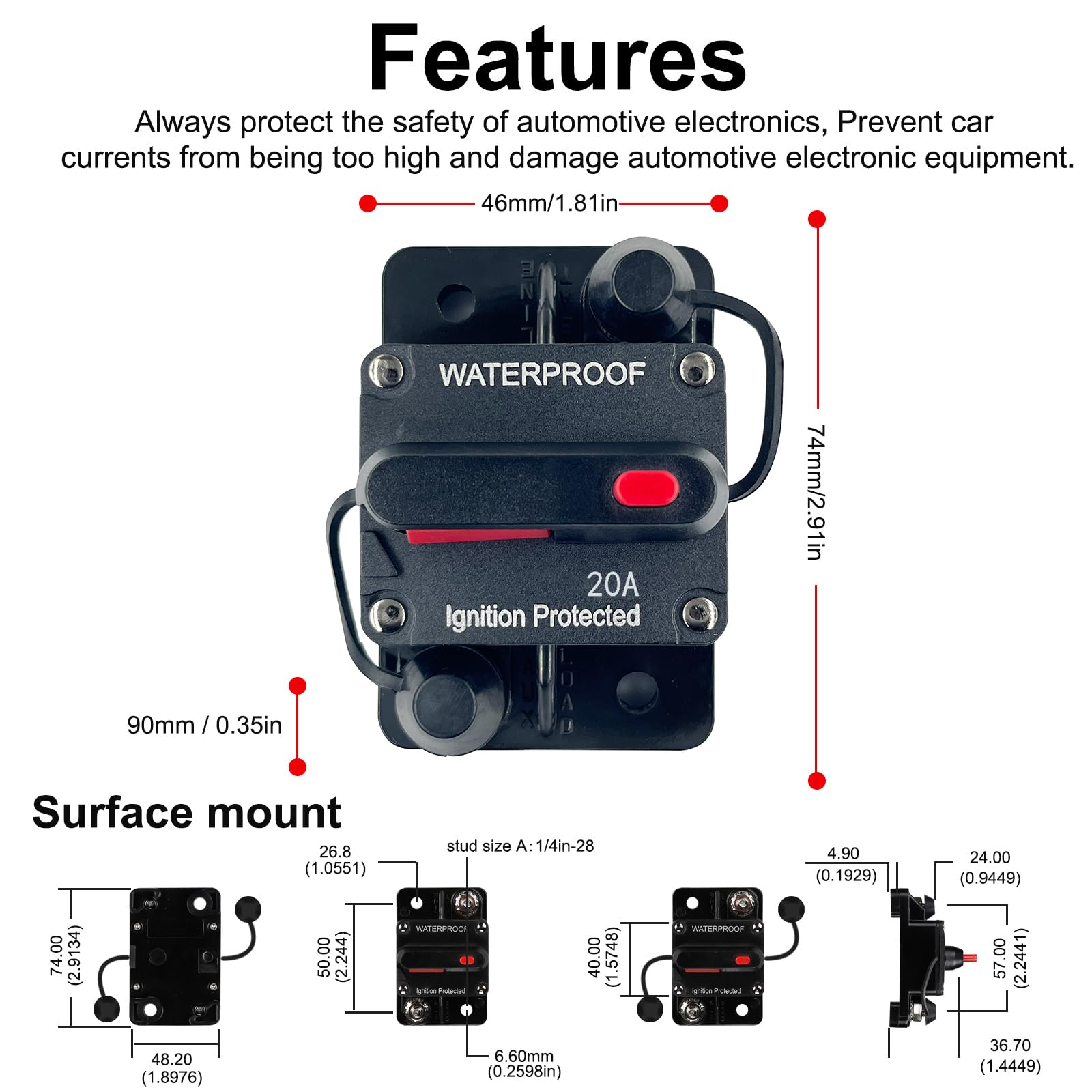 Xipupoo 20 Amp Circuit Breaker Resettable Fusewith Manual Reset