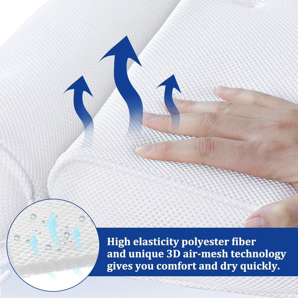 Bath Pillow for Tub, Gugusure Bathtub Pillows for Neck, Shoulder and Head Support, Upgraded 3D Air Mesh Spa Bath pillows with 6 Suction Cups for All Bathtub, Quick-Drying, Comfortable and Breathable : Beauty