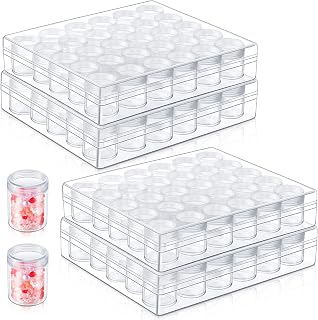 Xinnun 4 Pcs Bead Organizer Transparent Embroidery Bead Storage Containers with Lid Plastic Diamond Painting Storage for DIY Crafts Jewelry Earring Sewing Pills Nail Small Items, Clear(30 Grids)