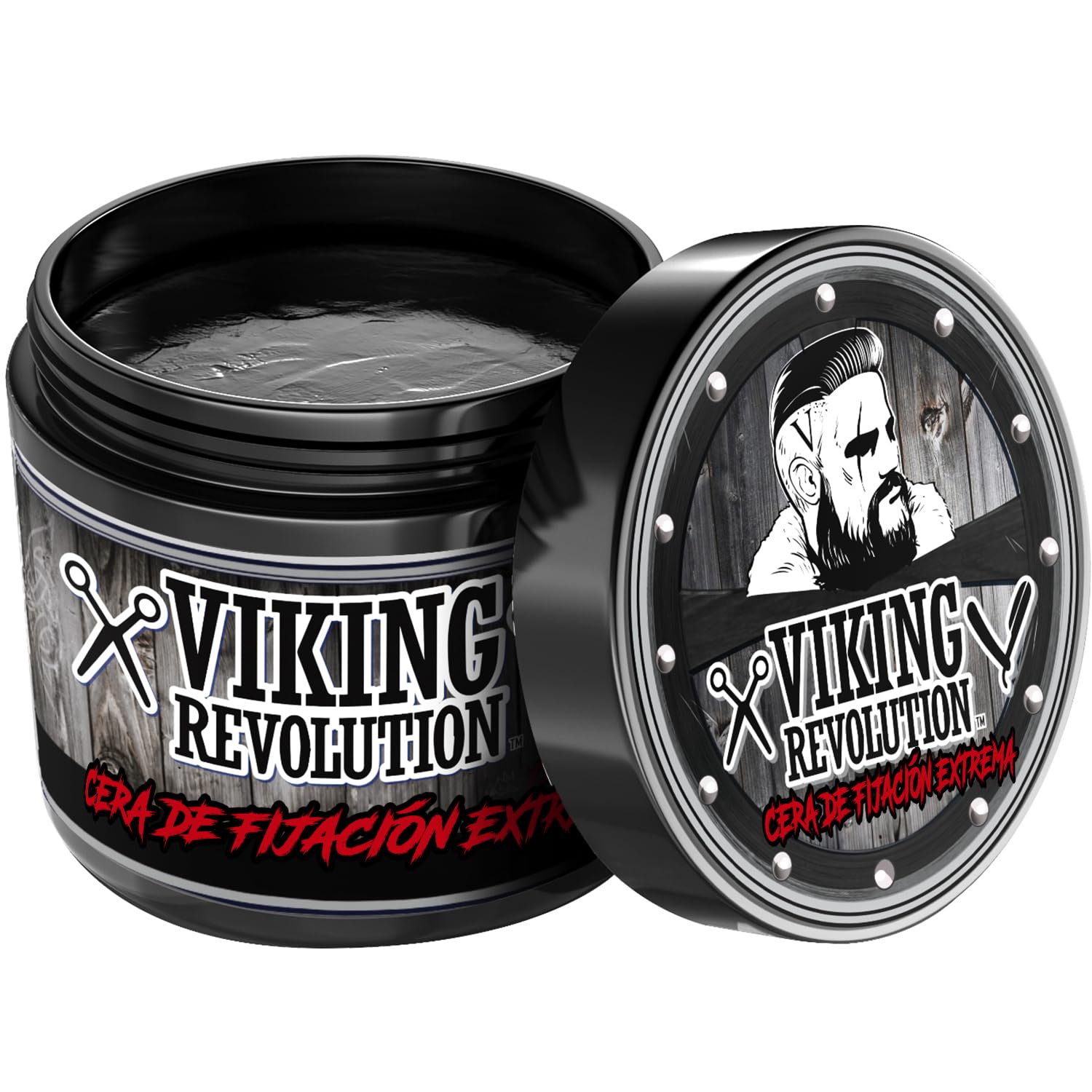 Viking Revolution - Cera Pelo Hombre 118 ml - Extra Fuerte, Firme, con Alto Brillo - Fácil de Eliminar, Cera de Estilismo para el Pelo de Alta Fijación a Base de Agua para Hombres