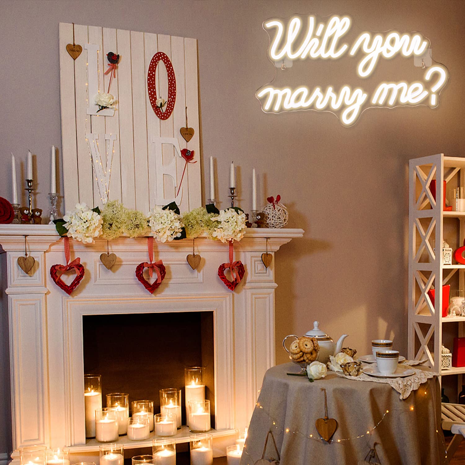 Cartello al neon con scritta "Will You Marry Me" per decorazione da parete, con lettere LED al neon, alimentato da USB, per decorazioni per proposte, matrimoni, feste di San Valentino