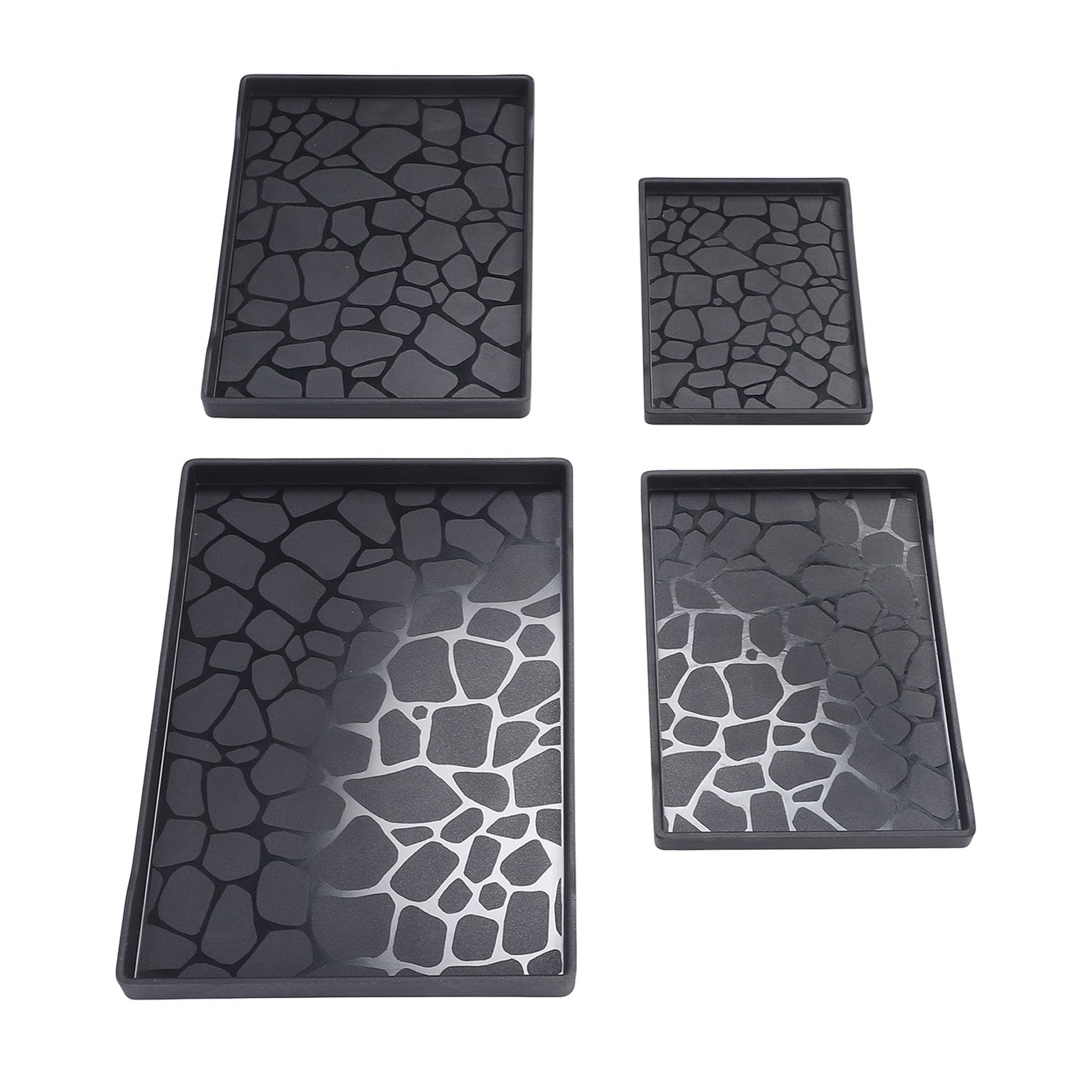 Cryfokt Tacki Owocowe, Lekki Zestaw 4 Wielofunkcyjnej Plastikowej Taca na Dotyk Elegancki Dotyk na Przekąski Owocowe Herbaty (BLACK)