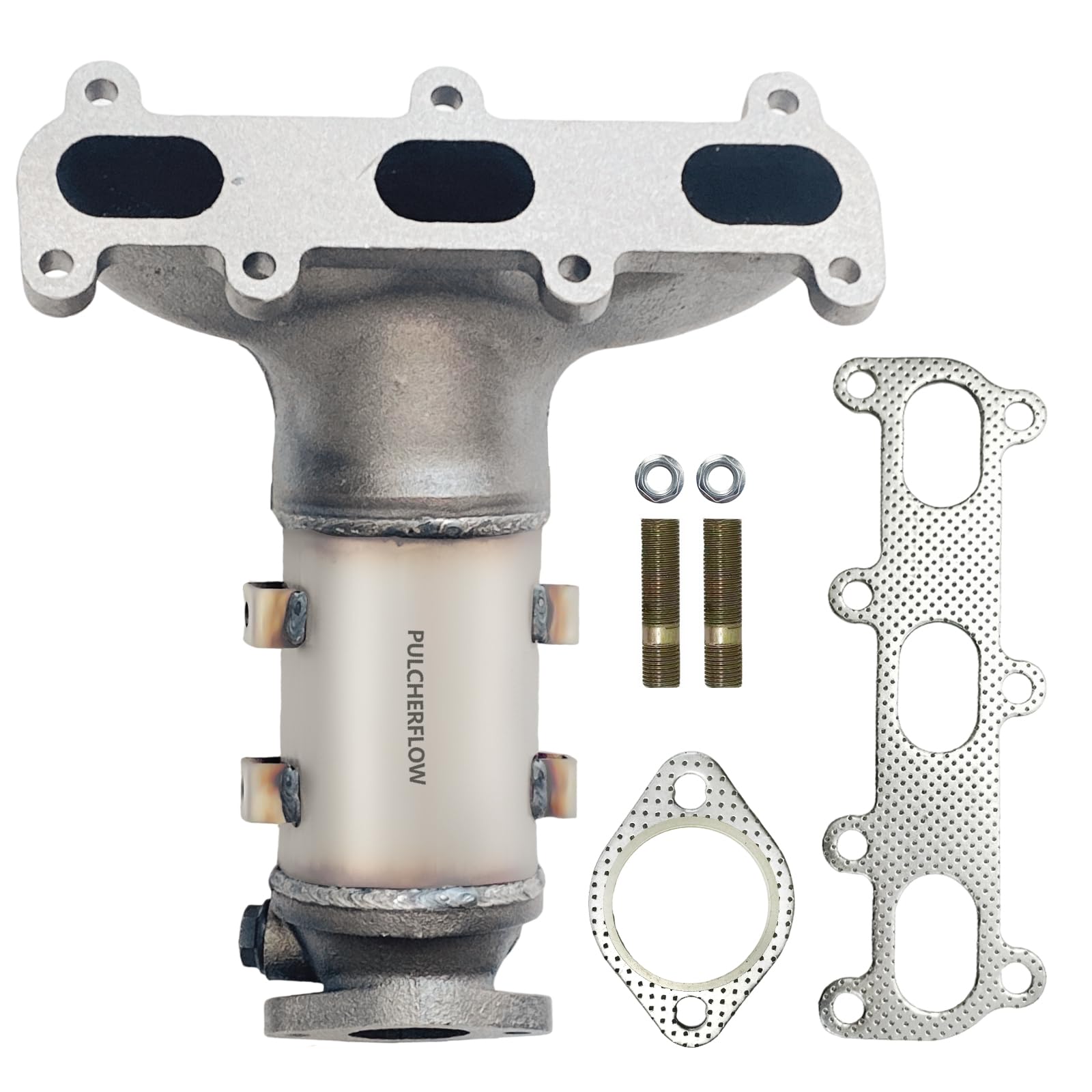 PULCHERFLOW Left Catalytic Converter Compatible with 2007 2008 2009 Hyundai Santa Fe 2.7L High Performance (EPA Compliant)