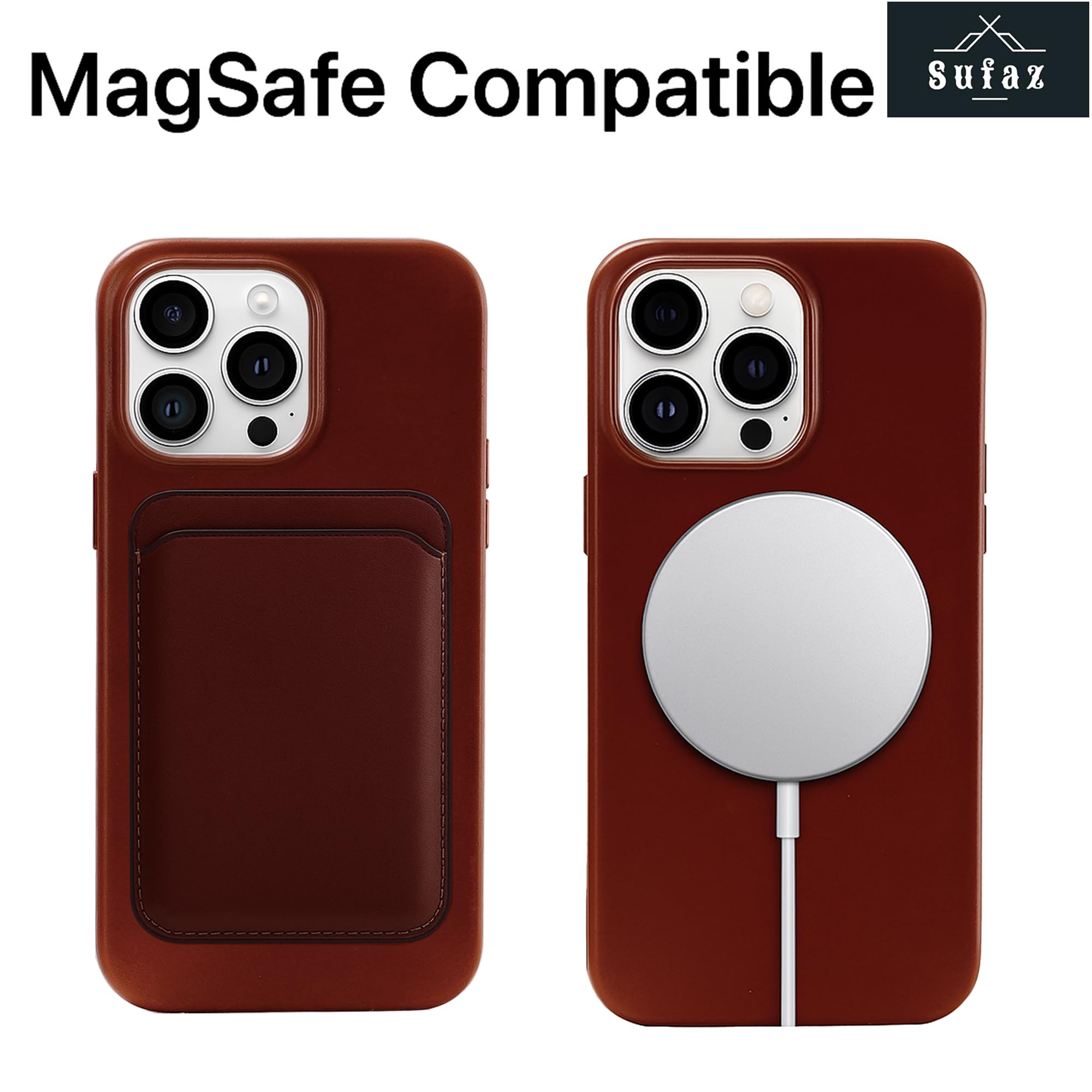SUFAZ Leather Case for iPhone 14 Pro Max, MagSafe Compatible, Brown — photo 2