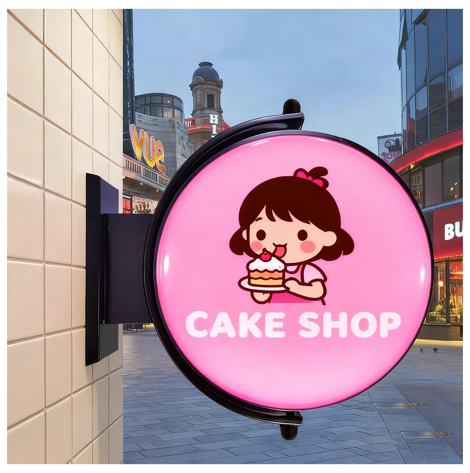 Letrero Luminoso LED para Tienda, Caja De Luz LED Exterior Iluminada De Doble Cara, Letrero Publicitario con Logotipo/Cartel De Abierto, para Negocios, Cafeterías, Bares 45cm