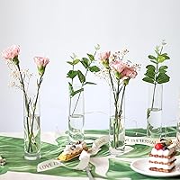 Vista 6 de Jarrones cilíndricos de vidrio para centros de mesa, juego de 12 jarrones pequeños transparentes, jarrones de flores delgados hechos a mano