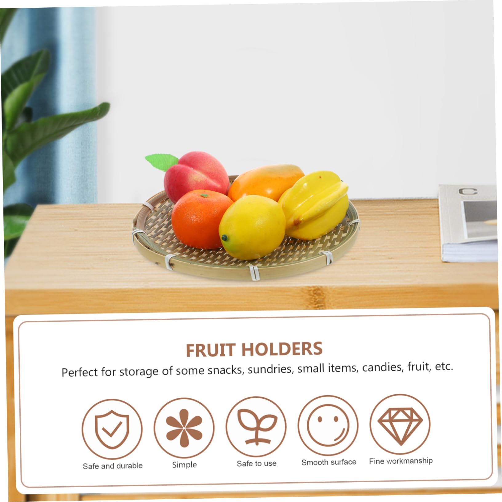 BESPORTBLE Woven Fruit Basket Tray Practical Storage for Camping Home and Office Durable and Safe Material for Fruits Snacks and More