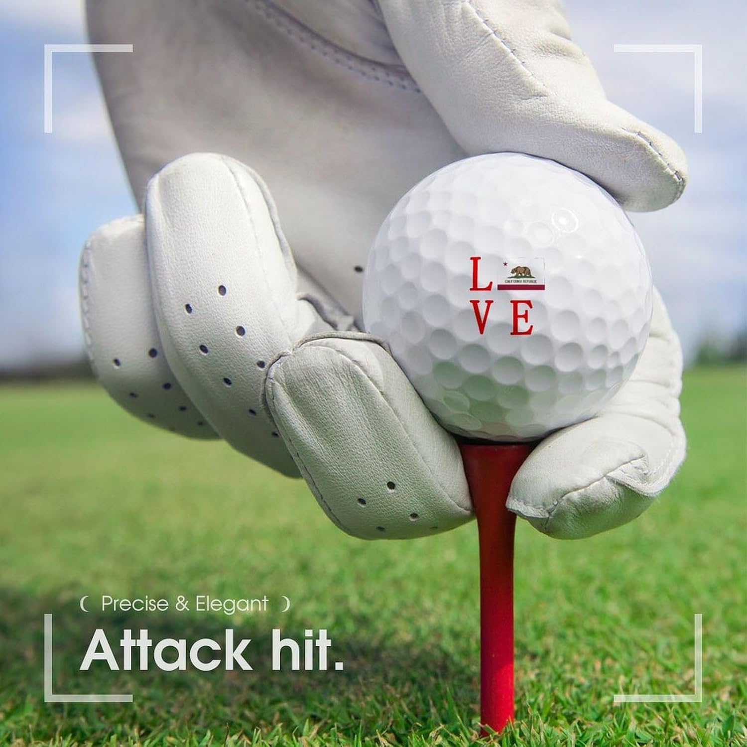 Love California State Flag Standard Golf Balls Performance Golf Distance Ball Gift for Golfers