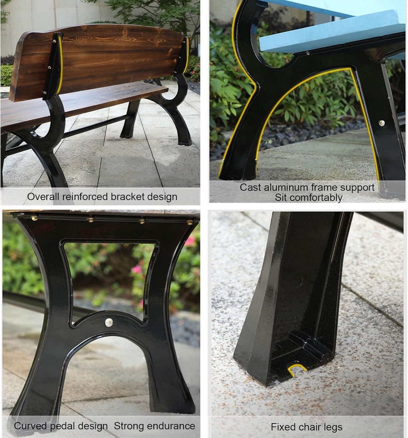 Garden Bench for Outdoor, Weatherproof Patio Bench, Park Bench Porch Bench, Cast Aluminum Frame, 800 Lbs Weight Capacity, for Garden, Yard, Lawn, Porch, Park(Size:120cm/47.2in E)