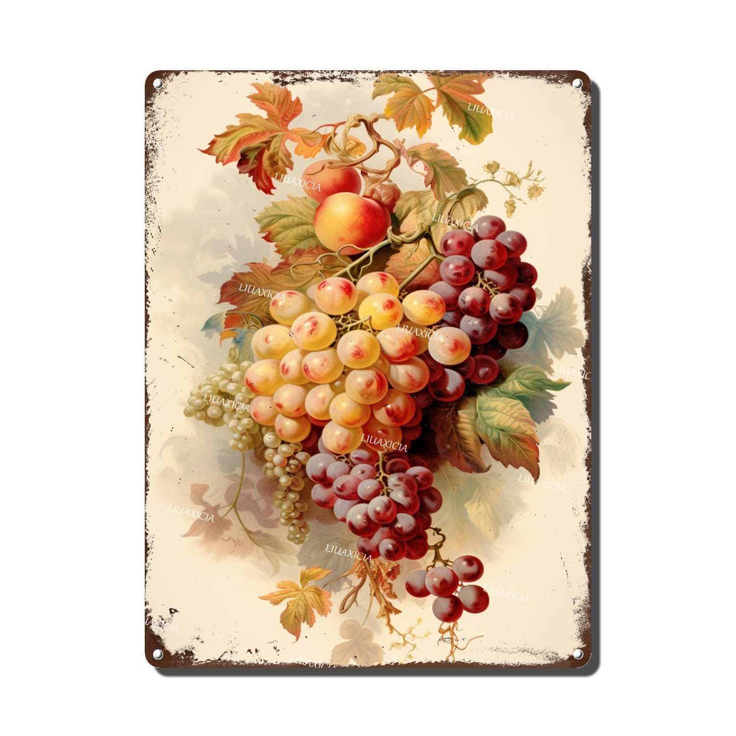 peiyeety Metal Tin Sign Vintage Fruit Harvest Vintage Decorative Wall Art,Retro Country Rustic Plaque for Home Living Room Bedroom Kitchen,6x8 Inch