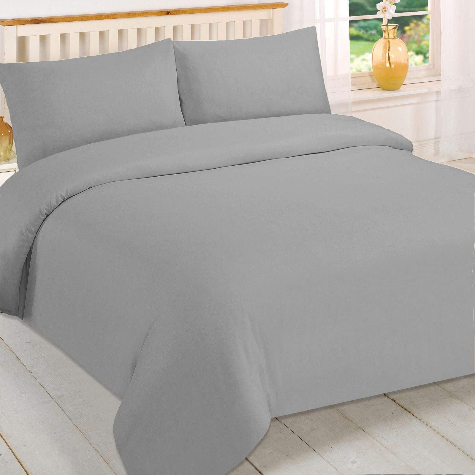 Soodie&Zuzu's Pillowcase Pair 100% Egyptian Cotton 400 Thread Count GREY Housewife Pillow Case 2 Pack Soft Cozy & Breathable Envelope Closure Standard Pillowcases 75X50 CM Double Buffed Pillow Covers