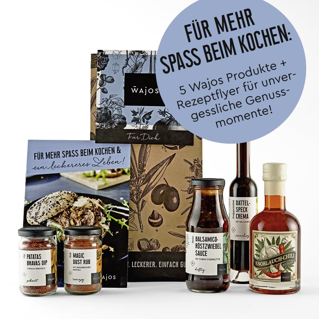 Wajos Geschenkset für Männer: 5 Produkte + Flyer mit Rezept-Ideen in Geschenkverpackung, besonderes Geschenk für Männer