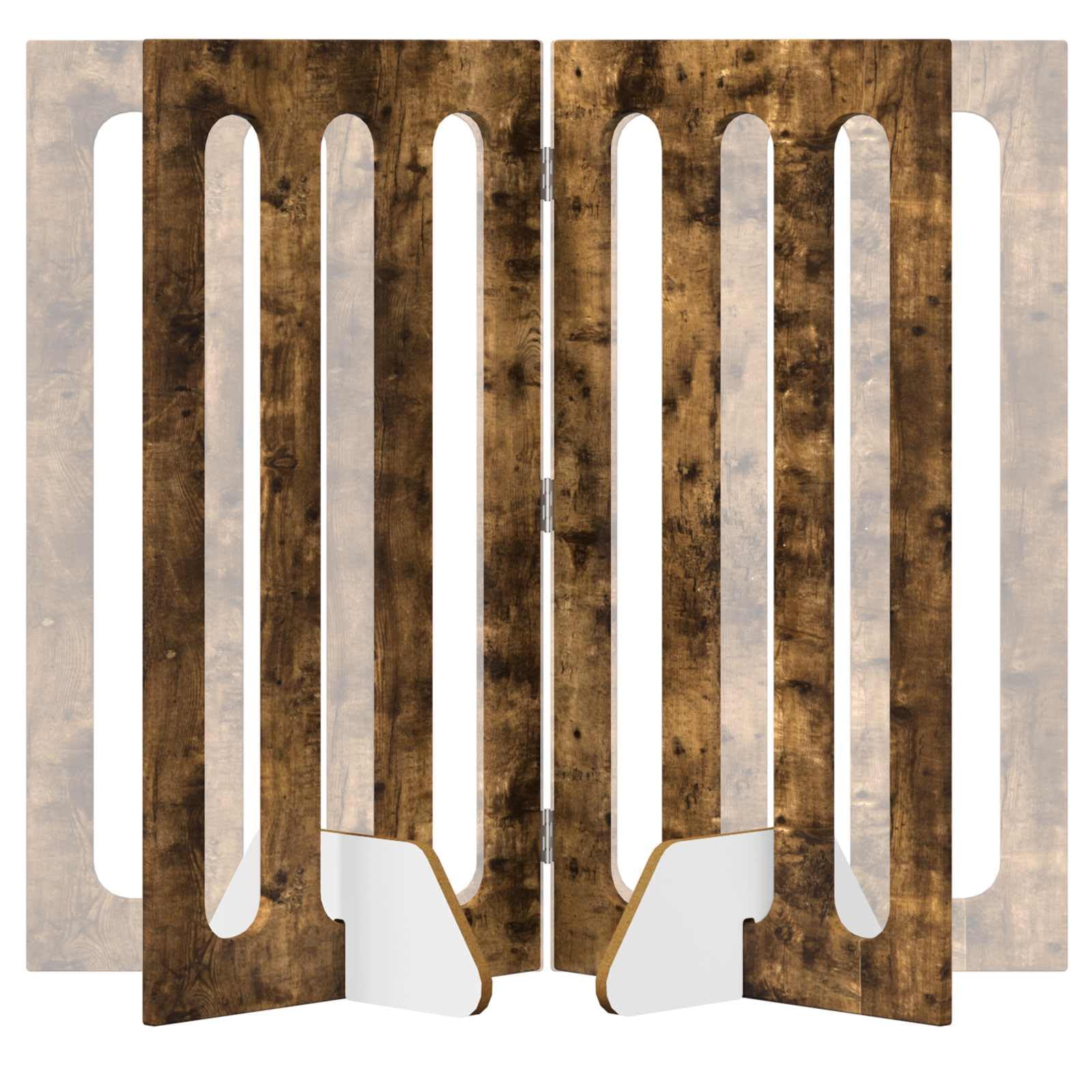 Recinzione pieghevole per animali domestici in legno di rovere affumicato, 4 pezzi, 201 x 38 x 90 cm, con pannelli pieghevoli flessibili e facile montaggio per interni e separazione sicura