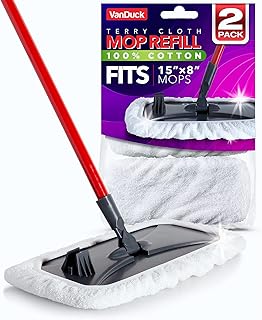 VanDuck 100% Cotton Pad Terry Cloth Mop Refills 15x8 inches, 2 Pack (Mop is Not Included)