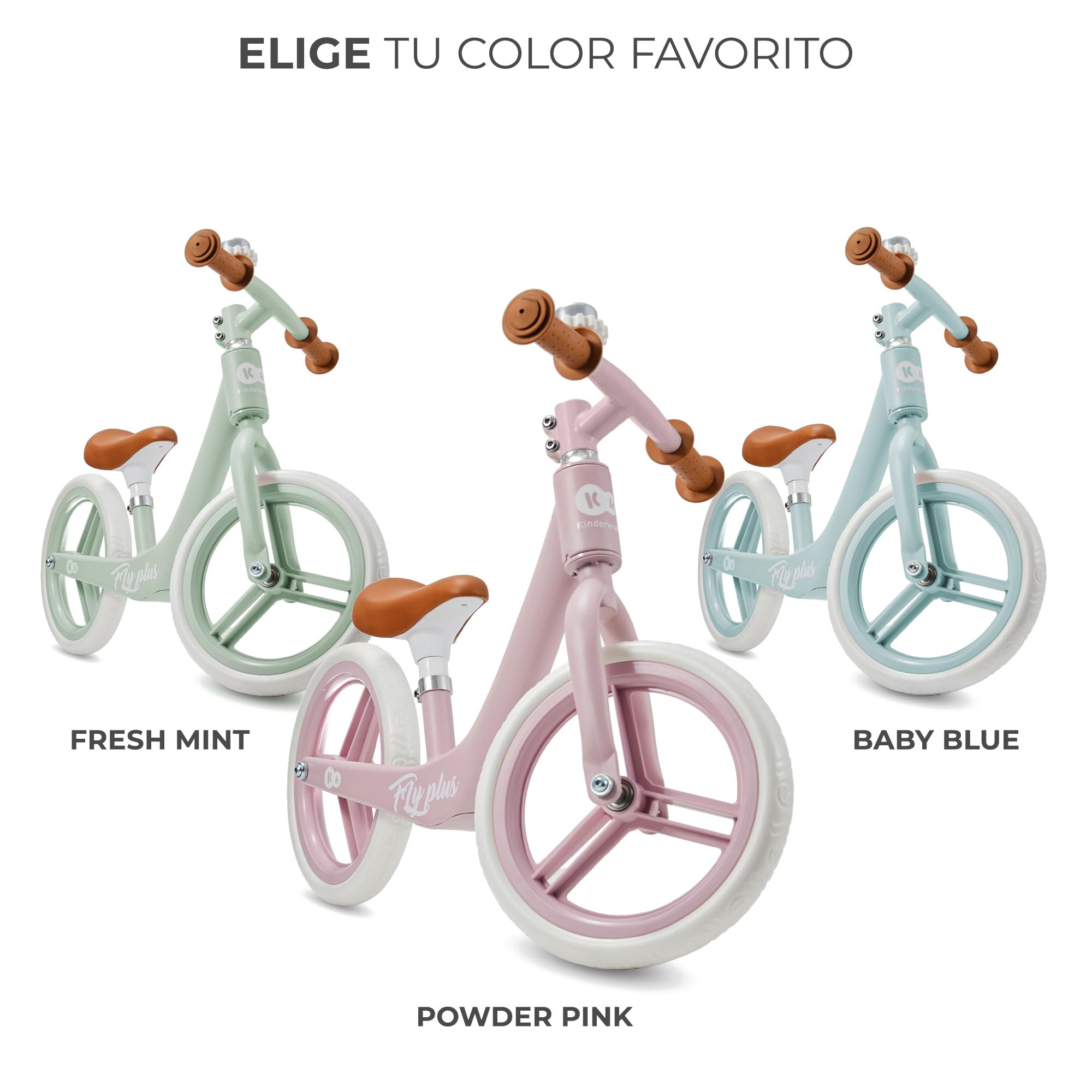 Kinderkraft Fly Plus 2 Bicicleta sin Pedales, Bicicleta Niño 2 años, Bicicleta 2 Ruedas, Bicicleta de Equilibrio, Sillín Ajustable, con Accesorios, con Freno, Ruedas Grandes, 35 kg, Azul