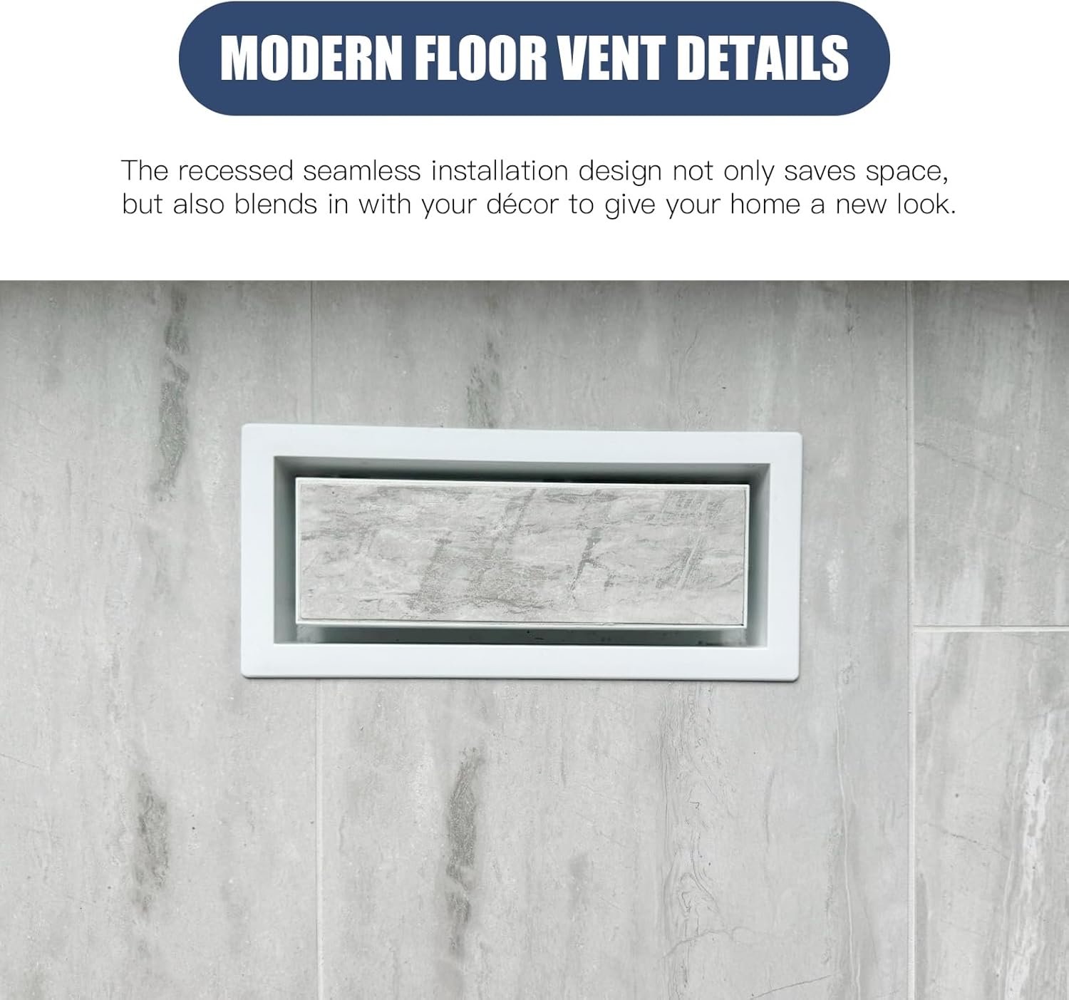 2 Pack Floor Vents Flush Mount Floor Register All Metal 4X10 Inch Decorative Floor Air Register White Color Heavy Duty Durable Modern Flush Air Vent