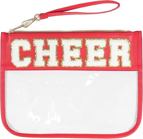 Cheer Chenille Letter Bags Clear Snack Bag Travel Makeup Bag Chenille Letter Patch - Waterproof Nylon Clear Cosmetic Bag/Tote Bag/Makeup Travel Bag/for Women Girls