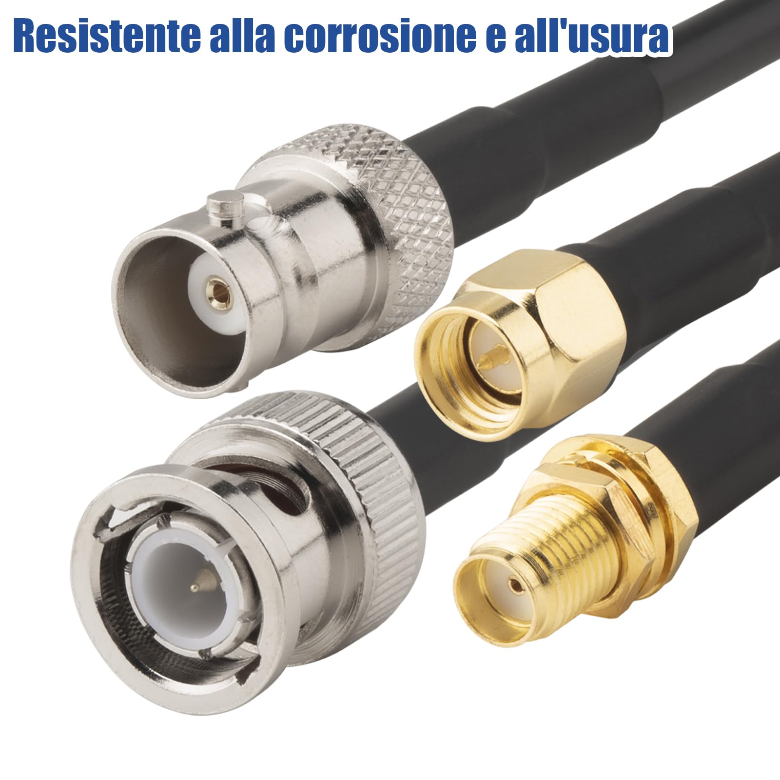 Kit 4 Cavi SMA-BNC 50CM - BMR200 Coassiale 50Ω Low Loss 2025 - Cavo SMA maschio a BNC femmina - Per Antenne RF, Radio Ham, SDR, Intercom