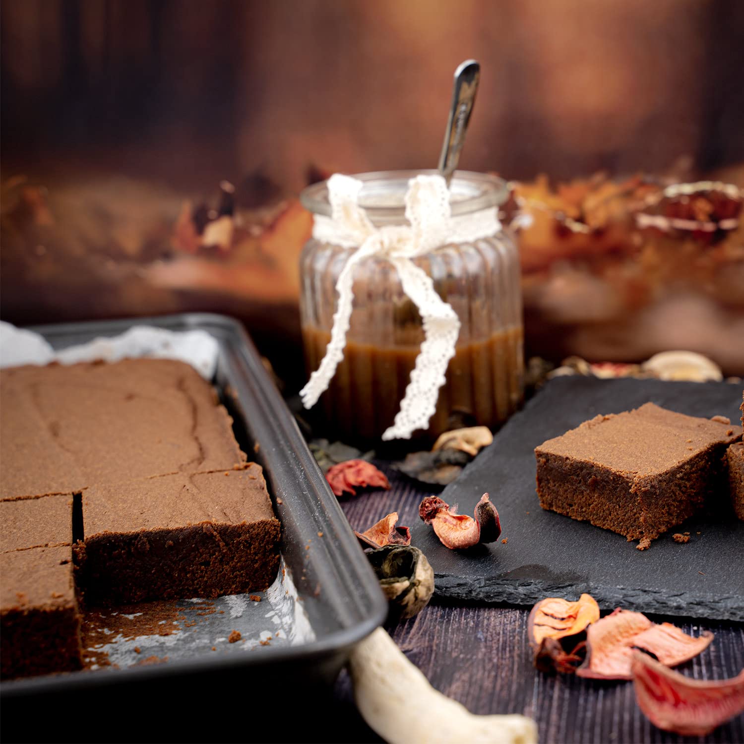 MasterClass Lata para Brownie con PTFE, PFOA y BPA Libre Antiadherente, Robusto Acero al Carbono de 1mm de Espesor, 34 x 20cm Bandeja Rectangular para Hornear