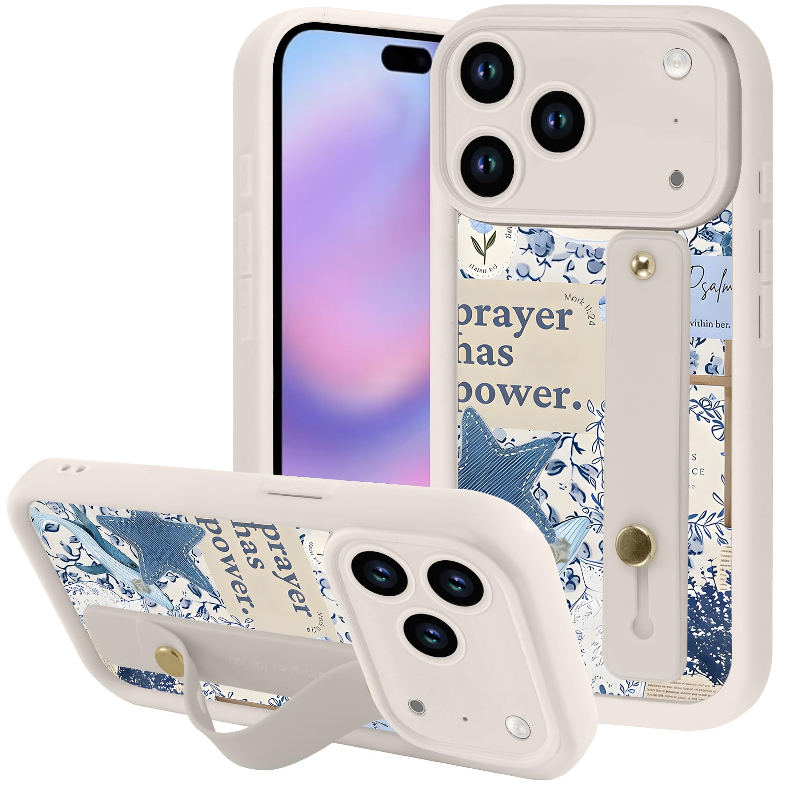 Coque iPhone 17 Pro Max cordon béquille requin baleine et fleurs - 5