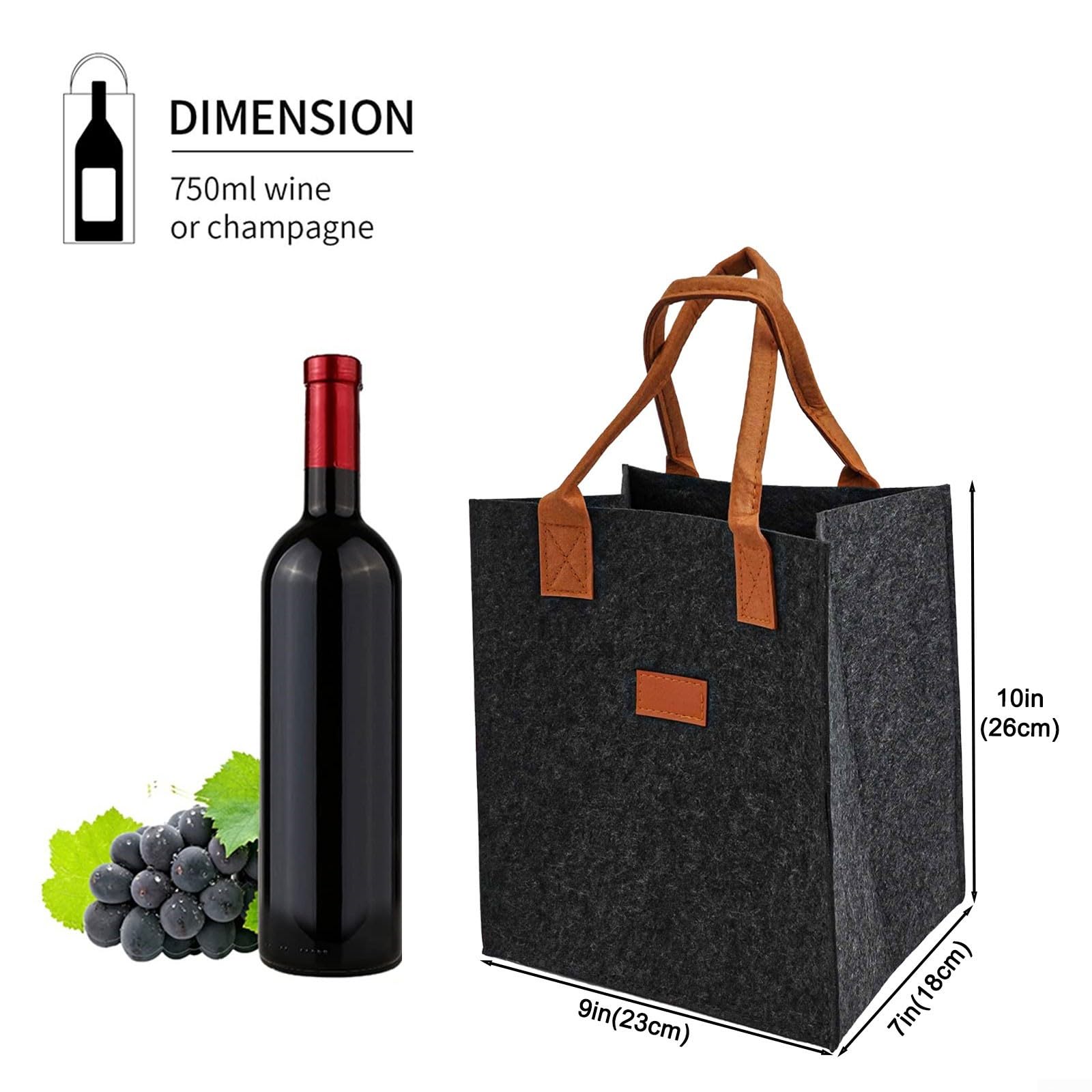 à Vin en Feutre 6 Bouteilles - Housse de Transport pour robuste pour Cadeaux Fêtes - Protection Chocs et Température - 25x18x16cm(2pcs)