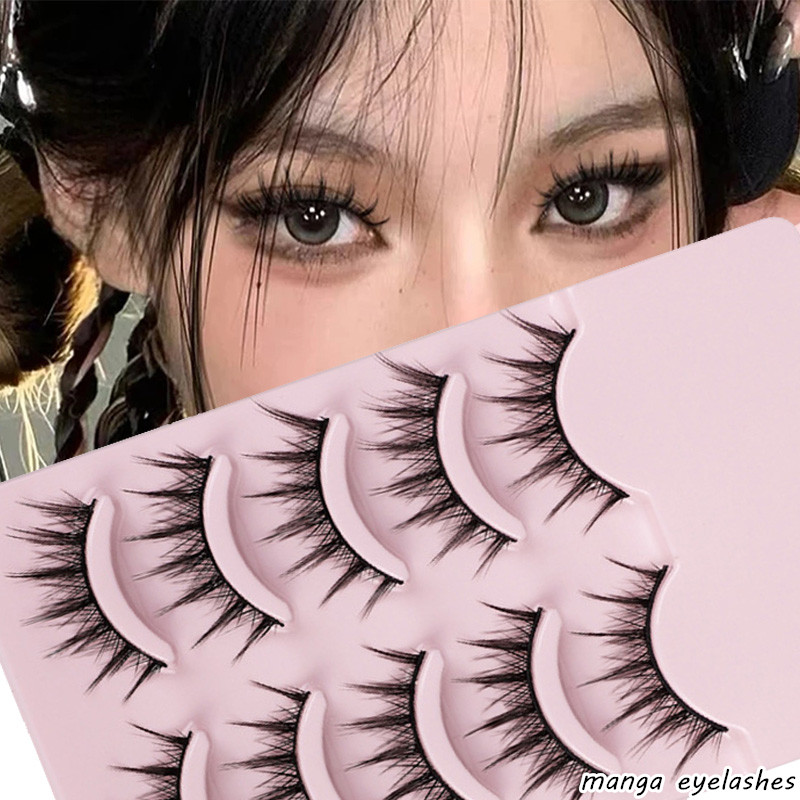 DOINEUFL Künstliche Wimpern 7 Paar – Natürlicher Wispy Look, Klares Band, Wiederverwendbar Für Katzenaugen-Effekt