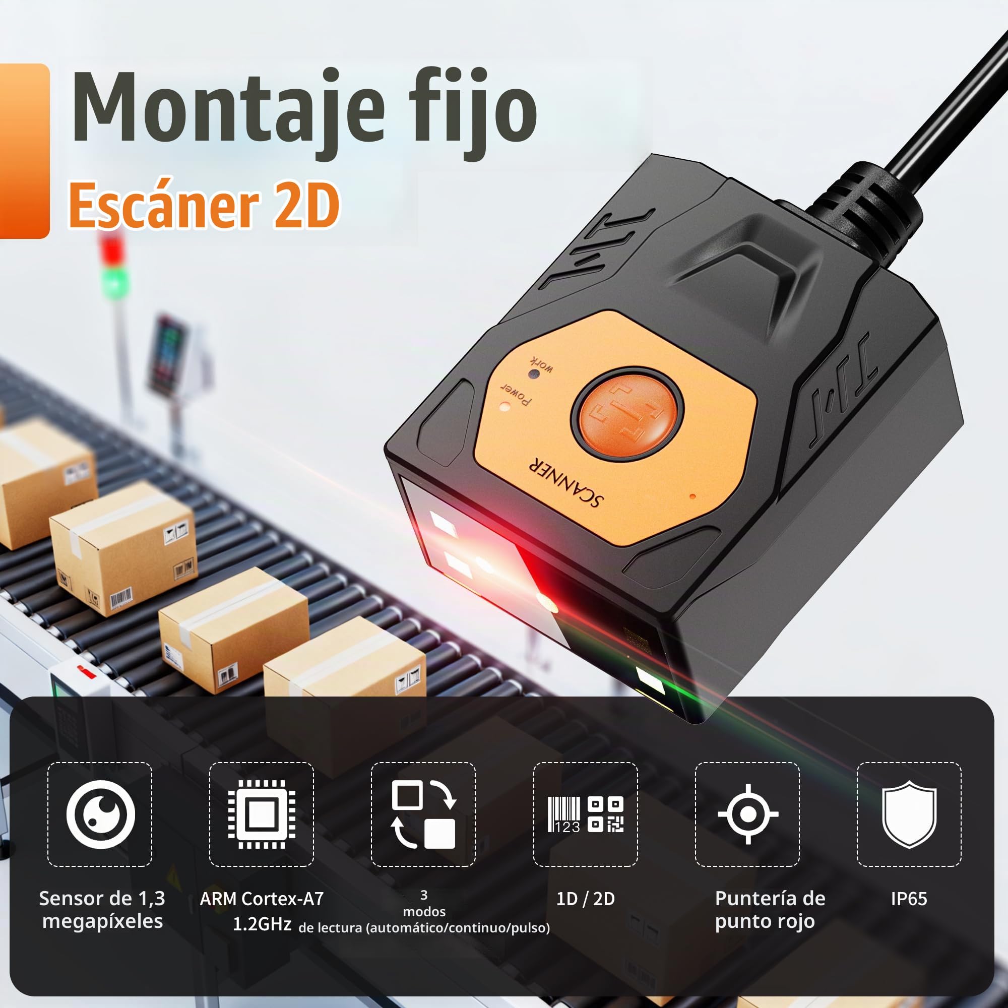 NETUM NT-480(RS232) Lector de código de barras integrado, escáner 2D de montaje fijo para códigos QR y 1D, módulo de escaneo omnidireccional manos libres para automatización industrial, quiosco, OEM y